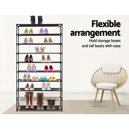 Artiss Shoe Rack Cabinet Stackable 50 Pairs 10-Tier Black.