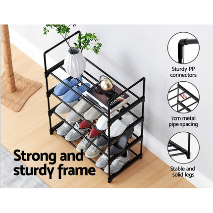 Artiss Shoe Rack Cabinet Stackable 4-tier 12 Pairs Black.
