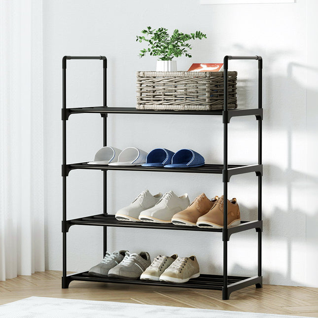 Artiss Shoe Rack Cabinet Stackable 4-tier 12 Pairs Black.