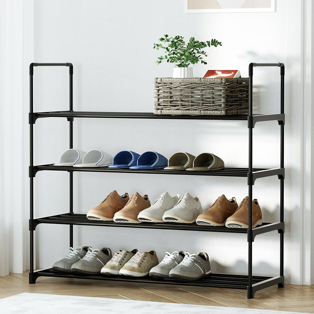 Artiss Shoe Rack 4-tier 16 Pairs Stackable Black.