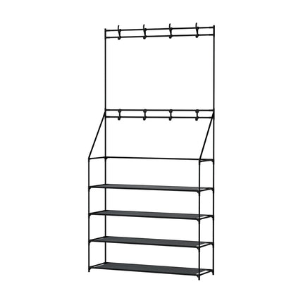 Artiss Shoe Rack Hall Tree 16 Pairs Black.