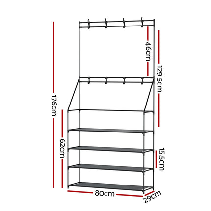 Artiss Shoe Rack Hall Tree 16 Pairs Black.