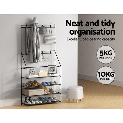 Artiss Shoe Rack Hall Tree 16 Pairs Black.