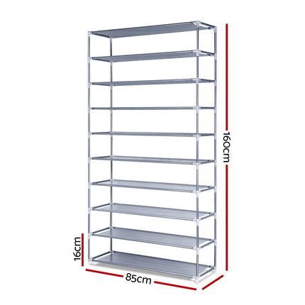 Artiss Shoe Rack Cabinet Stackable 10-Tier Grey.