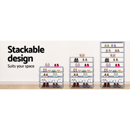 Artiss Shoe Rack Cabinet Stackable 10-Tier Grey.