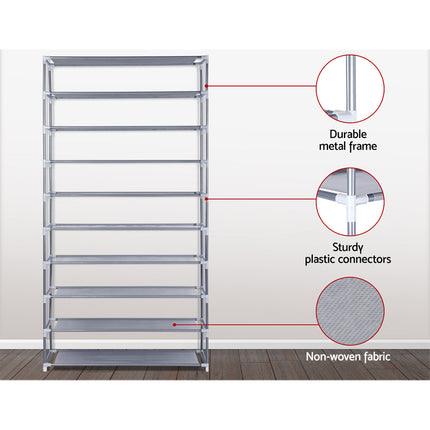 Artiss Shoe Rack Cabinet Stackable 10-Tier Grey.