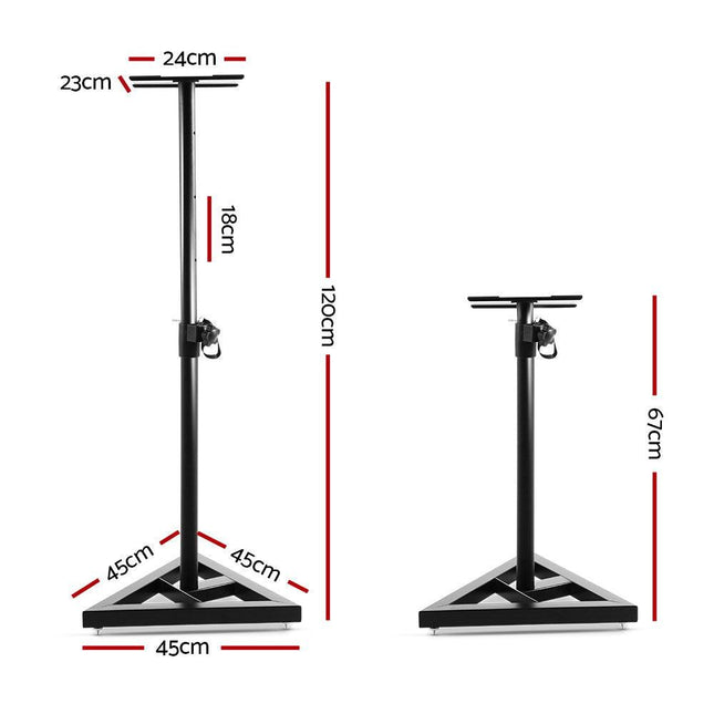 Alpha Speaker Stand 67-120cm Adjustable Height Surround Sound Studio Home 2pcs.