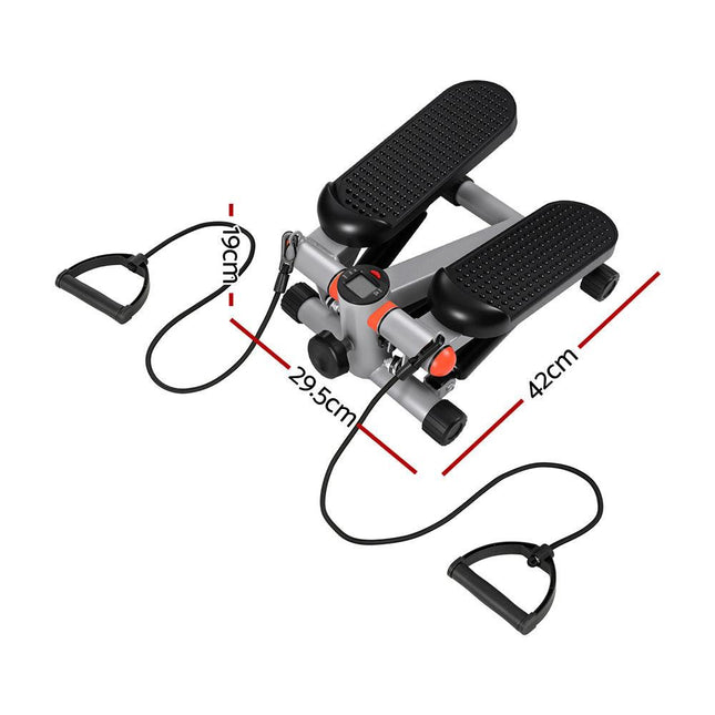 Everfit Mini Stepper with Resistance Rope Aerobic for Exercise Compact Home Workout Grey.
