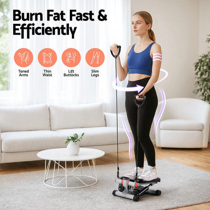 Everfit Mini Stepper with Resistance Rope Aerobic for Exercise Compact Home Workout Grey.