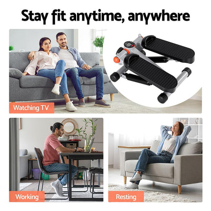 Everfit Mini Stepper with Resistance Rope Aerobic for Exercise Compact Home Workout Grey.