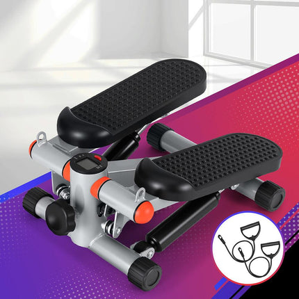 Everfit Mini Stepper with Resistance Rope Aerobic for Exercise Compact Home Workout Grey.