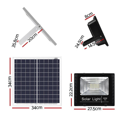 Leier 80 LED Solar Street Light 60W Flood Motion Sensor Remote Outdoor Wall Lamp.