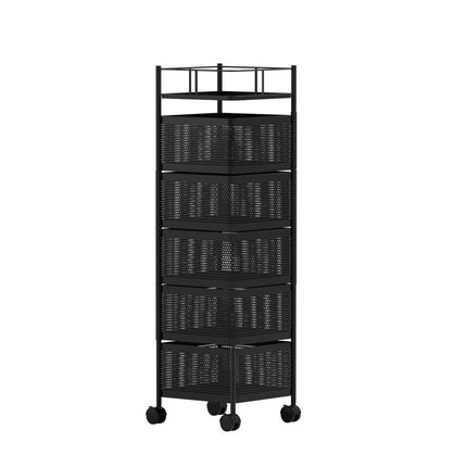 Artiss Storage Trolley Kitchen Cart 5 Tiers Storage Rack Black.