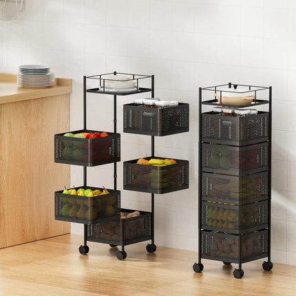 Artiss Storage Trolley Kitchen Cart 5 Tiers Storage Rack Black.