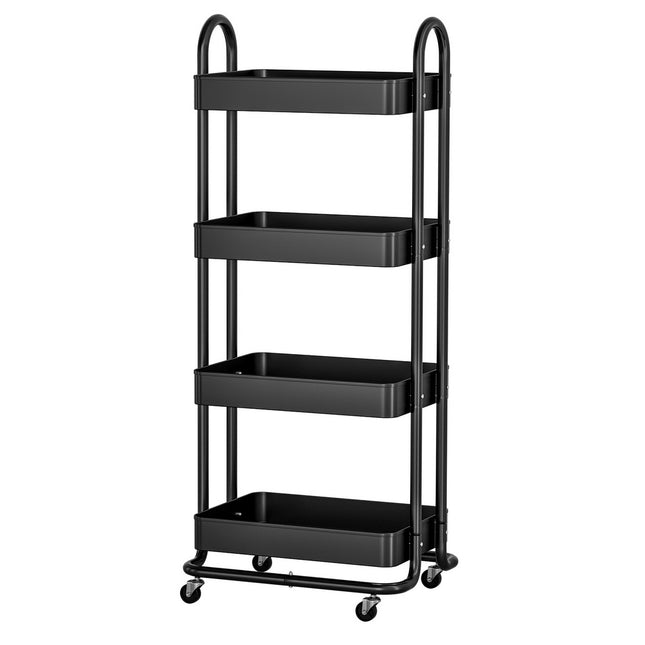 Artiss Storage Trolley Kitchen Cart 4 Tiers Black.
