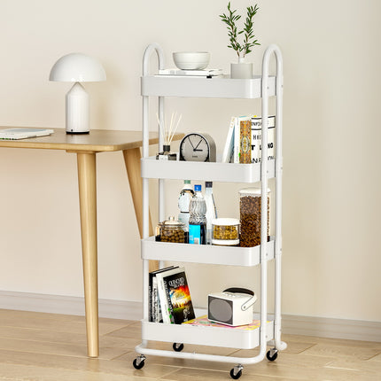 Artiss Storage Trolley Kitchen Cart 4 Tiers White.