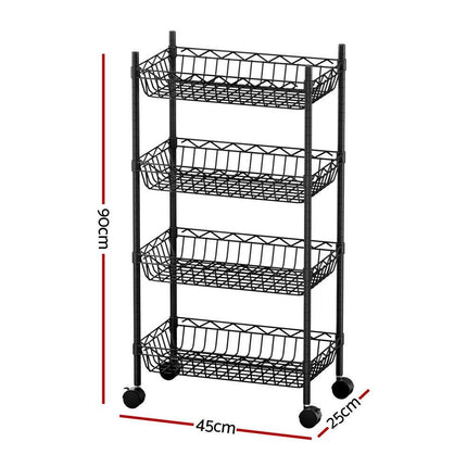 Artiss 4-Tier Shelving Unit Adjustable Garage Storage Kitchen Rack With Wheels.