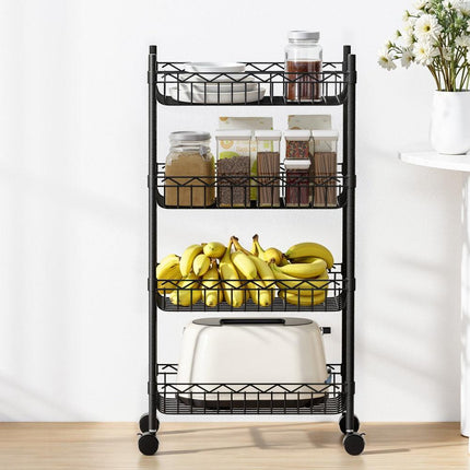 Artiss 4-Tier Shelving Unit Adjustable Garage Storage Kitchen Rack With Wheels.