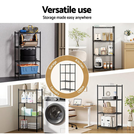 Artiss 4-Tier Shelving Unit Adjustable Garage Storage Shelves Kitchen Rack Steel.