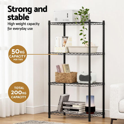 Artiss 4-Tier Shelving Unit Adjustable Garage Storage Shelves Kitchen Rack Steel.
