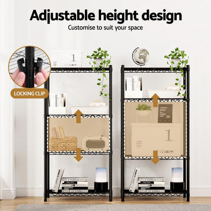 Artiss 4-Tier Shelving Unit Adjustable Garage Storage Shelves Kitchen Rack Steel.