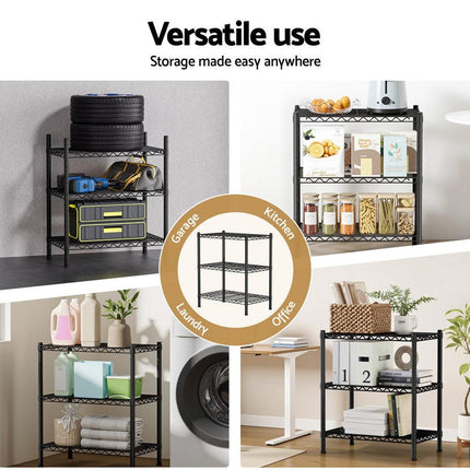 Artiss 3-Tier Shelving Unit Adjustable Garage Storage Shelves Kitchen Rack Steel.