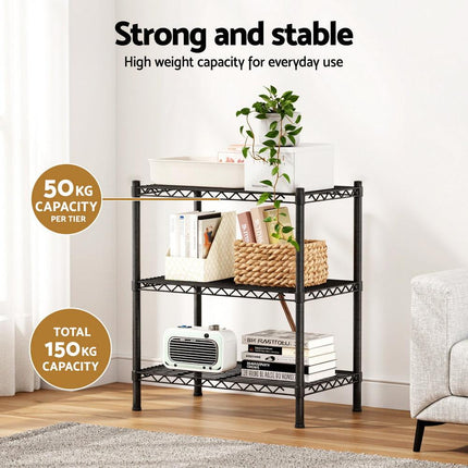 Artiss 3-Tier Shelving Unit Adjustable Garage Storage Shelves Kitchen Rack Steel.