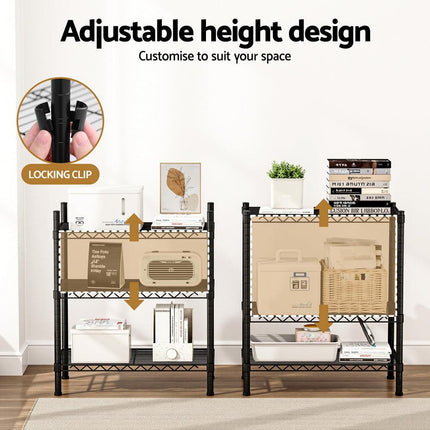 Artiss 3-Tier Shelving Unit Adjustable Garage Storage Shelves Kitchen Rack Steel.