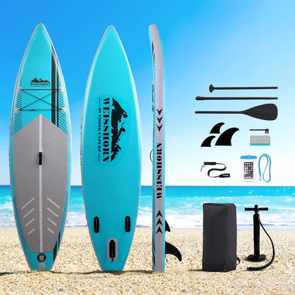 Weisshorn Stand Up Paddle Board 10.5ft Inflatable SUP Surfboard Paddleboard Kayak Surf Green.