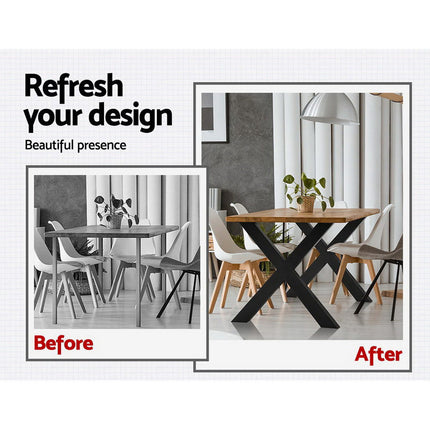 Artiss Metal Table Legs DIY X-shaped 71X60CM Set of 2.