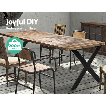 Artiss Metal Table Legs DIY X-shaped 71X60CM Set of 2.