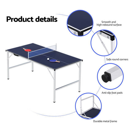 Everfit Table Tennis Ping Pong Table Portable Foldable Family Game Home Indoor.