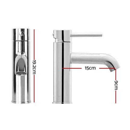 Cefito Bathroom Basin Mixer Tap Round Brass Faucet Vanity Laundry Chrome.