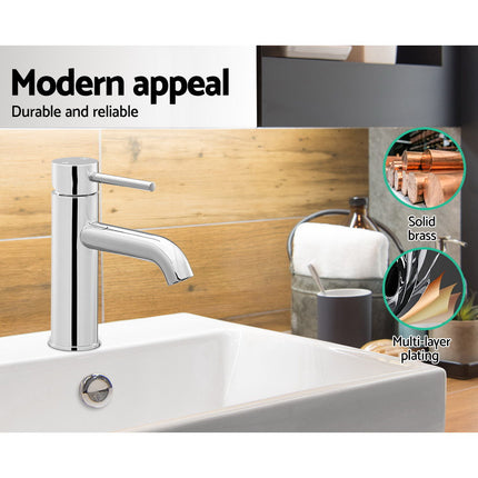 Cefito Bathroom Basin Mixer Tap Round Brass Faucet Vanity Laundry Chrome.