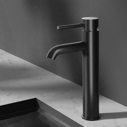 Cefito Bathroom Basin Mixer Tap Round Tall Faucet Vanity Laundry Black.