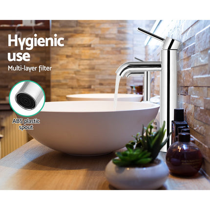 Cefito Bathroom Basin Mixer Tap Round Tall Faucet Vanity Laundry Chrome.
