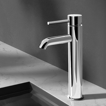 Cefito Bathroom Basin Mixer Tap Round Tall Faucet Vanity Laundry Chrome.