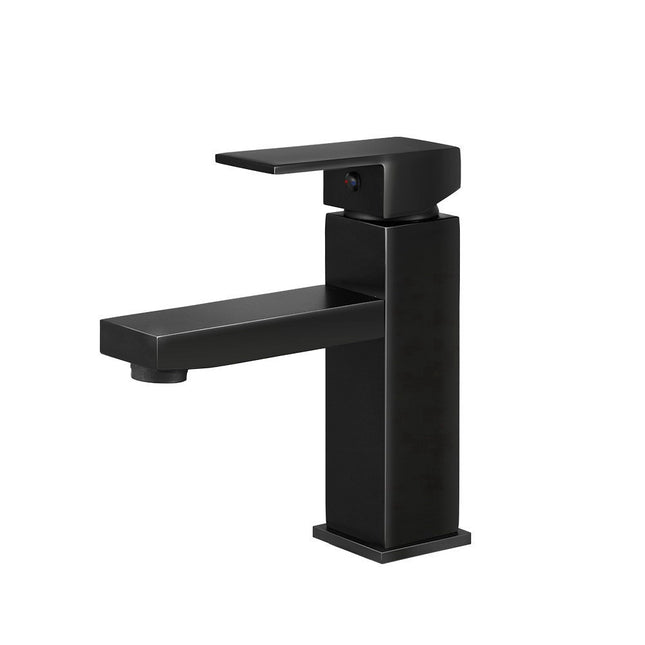 Cefito Bathroom Basin Mixer Tap Square Faucet Vanity Laundry Black.