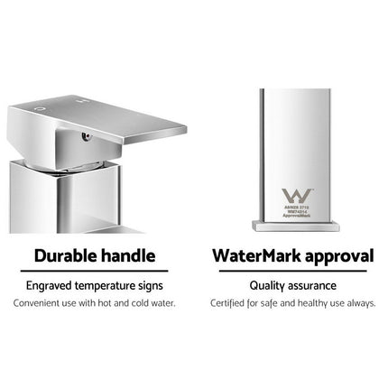 Cefito Bathroom Basin Mixer Tap Square Faucet Vanity Laundry Chrome.