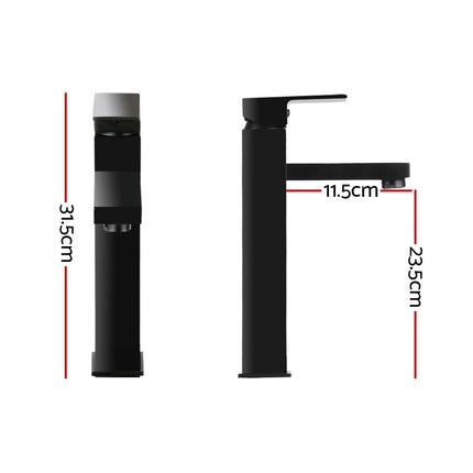 Cefito Bathroom Basin Mixer Tap Square Tall Faucet Vanity Laundry Black.