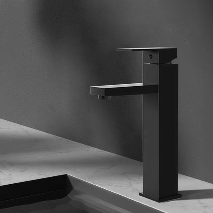 Cefito Bathroom Basin Mixer Tap Square Tall Faucet Vanity Laundry Black.