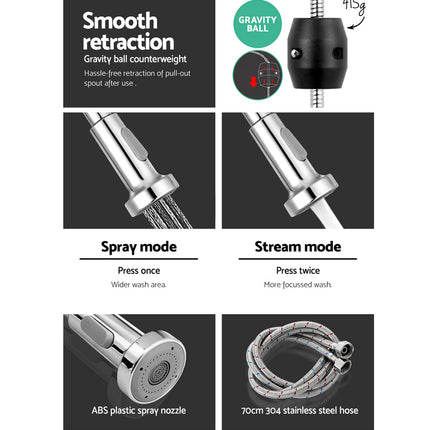 Cefito Kitchen Mixer Tap Pull Down 2 Modes Sink Faucet Basin Laundry Chrome.
