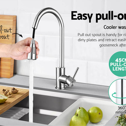 Cefito Kitchen Mixer Tap Pull Out 2 Mode Sink Faucet Basin Laundry Chrome.