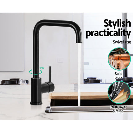 Cefito Kitchen Mixer Tap Mixer Rectangle Sink Faucet Basin Laundry Black.