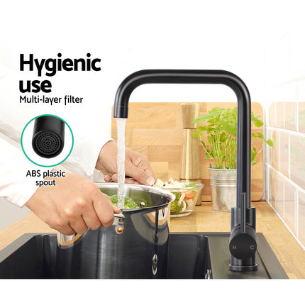 Cefito Kitchen Mixer Tap Mixer Rectangle Sink Faucet Basin Laundry Black.