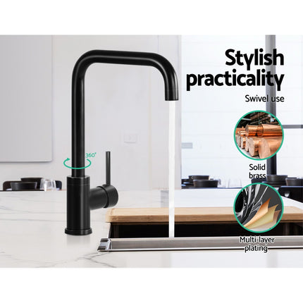 Cefito Kitchen Mixer Tap Mixer Rectangle Sink Faucet Basin Laundry Black.