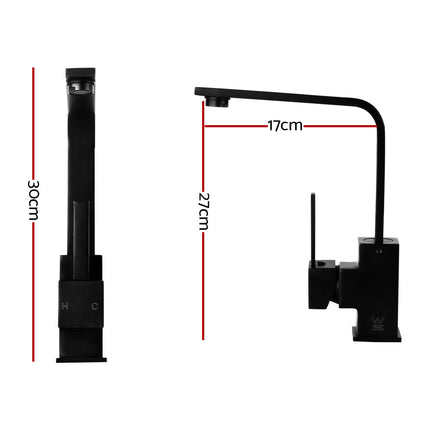 Cefito Kitchen Mixer Tap Mixer Square Sink Faucet Basin Laundry Black.