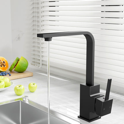 Cefito Kitchen Mixer Tap Mixer Square Sink Faucet Basin Laundry Black.