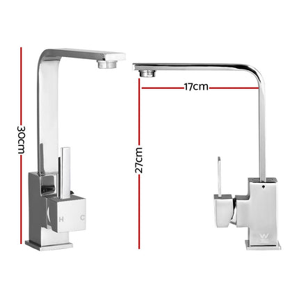 Cefito Kitchen Mixer Tap Mixer Square Sink Faucet Basin Laundry Chrome.