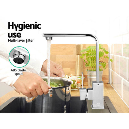 Cefito Kitchen Mixer Tap Mixer Square Sink Faucet Basin Laundry Chrome.